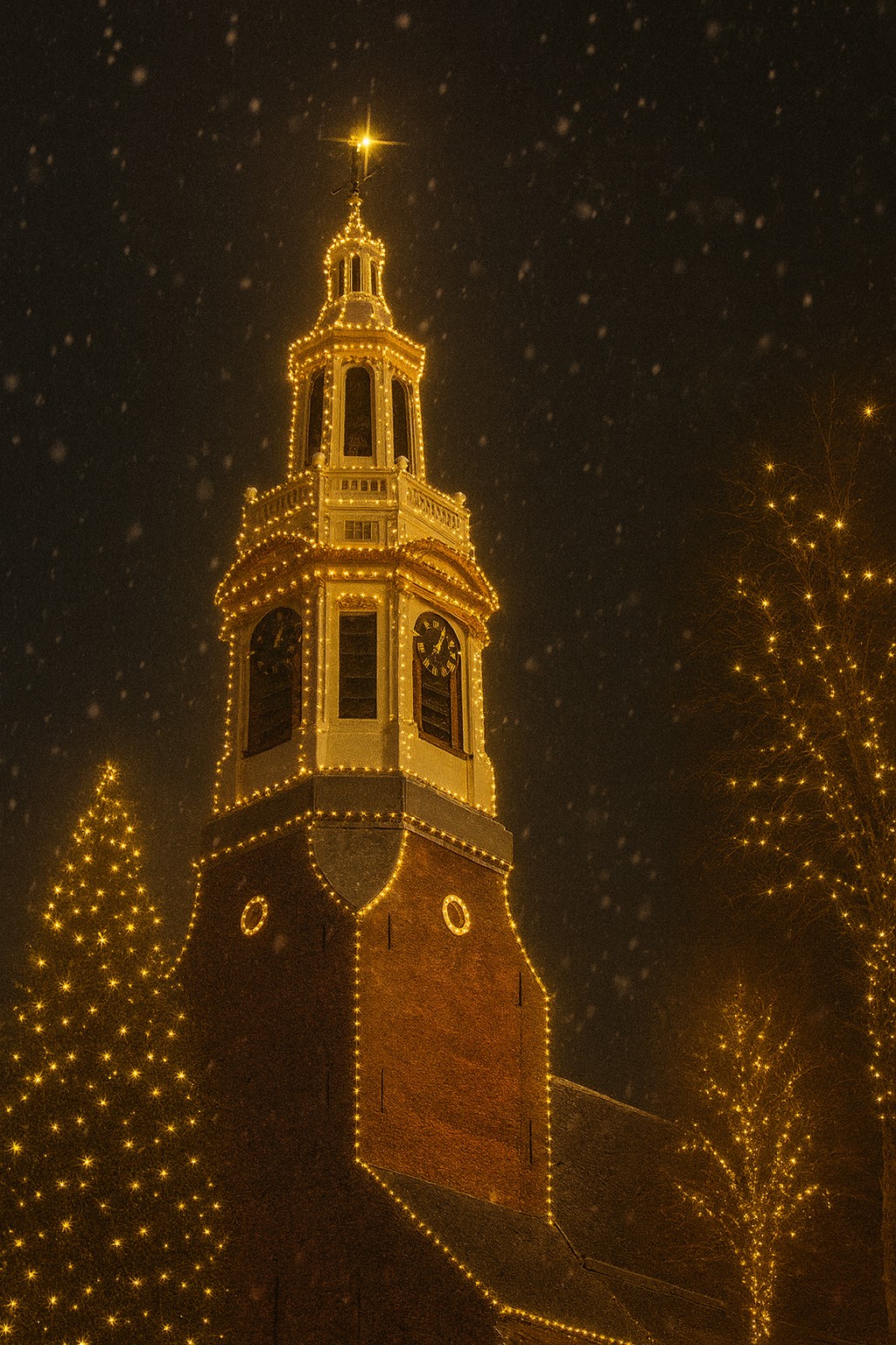 Grote kerk nijjkerk met kerst